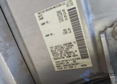 2010 Nissan Altima 2.5 S z USA, uszkodzony, nr VIN 1N4AL2AP3AN524286